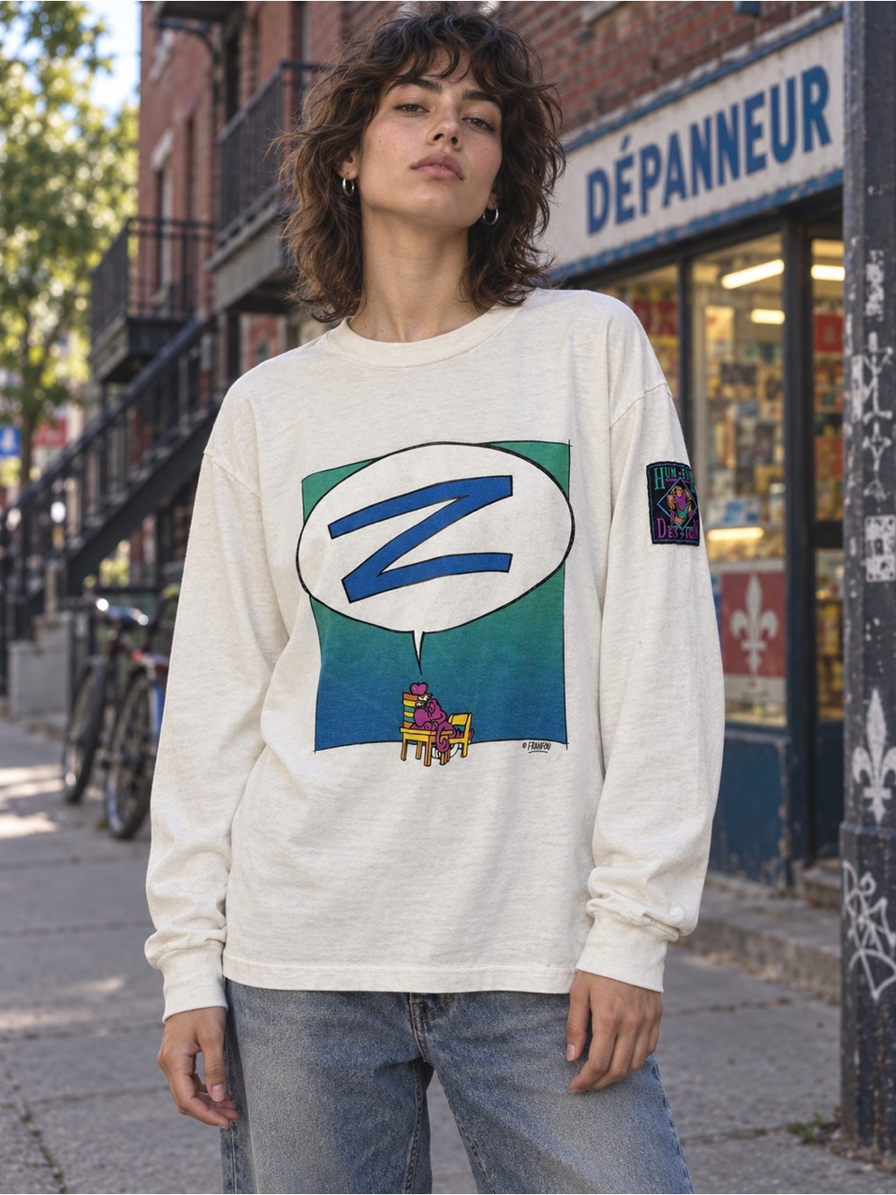 Vintage 90s Humeur Design Franfou Single Stitch Long Sleeve Tee